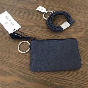 NEW Vera Bradley Zip ID Lanyard Set Denim Moonligh